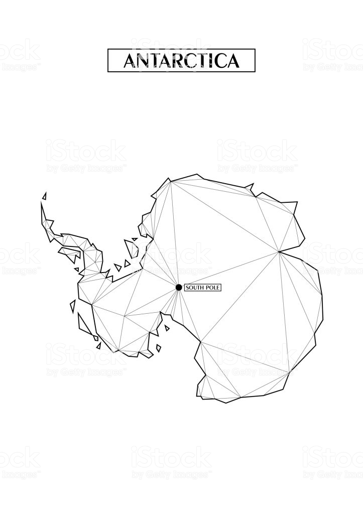 Maps of Antarctica, polygonal style of drawing. Minimalism in drawing.